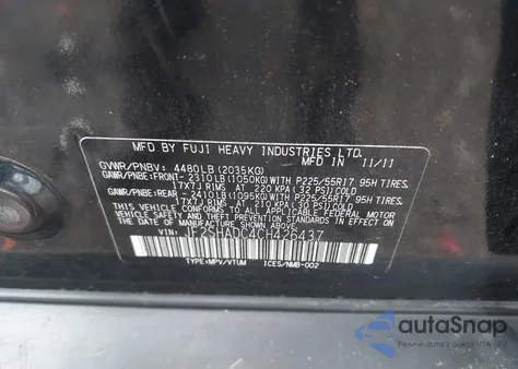 2012 Subaru Forester 2.5X Premium from USA, damaged, VIN JF2SHADC4CH426437